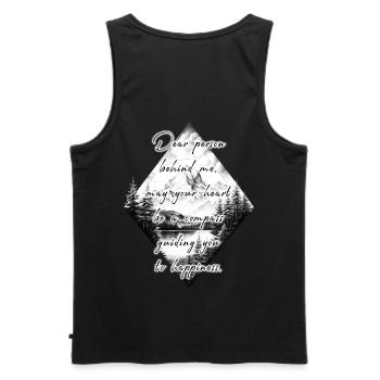 Spruch für die Person Hinter Dir Glück Berg Grafik - Männer Premium Bio Tank Top - Schwarz - Hinten - AI Model Male 178 light (178cm)