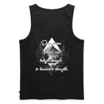 Spruch für die Person Hinter Dir Stärke Spruch - Männer Premium Bio Tank Top - Schwarz - Hinten - AI Model Male 178 light (178cm)