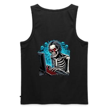 Skeleton, gamer in hell with ghosts/demons - Men's Premium Organic Tank Top - black - Back - AI Model Male 178 light (178cm)