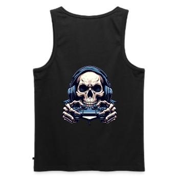 Skelett mit Gamecontroller. Design für Gamer - Männer Premium Bio Tank Top - Schwarz - Hinten - AI Model Male 178 light (178cm)