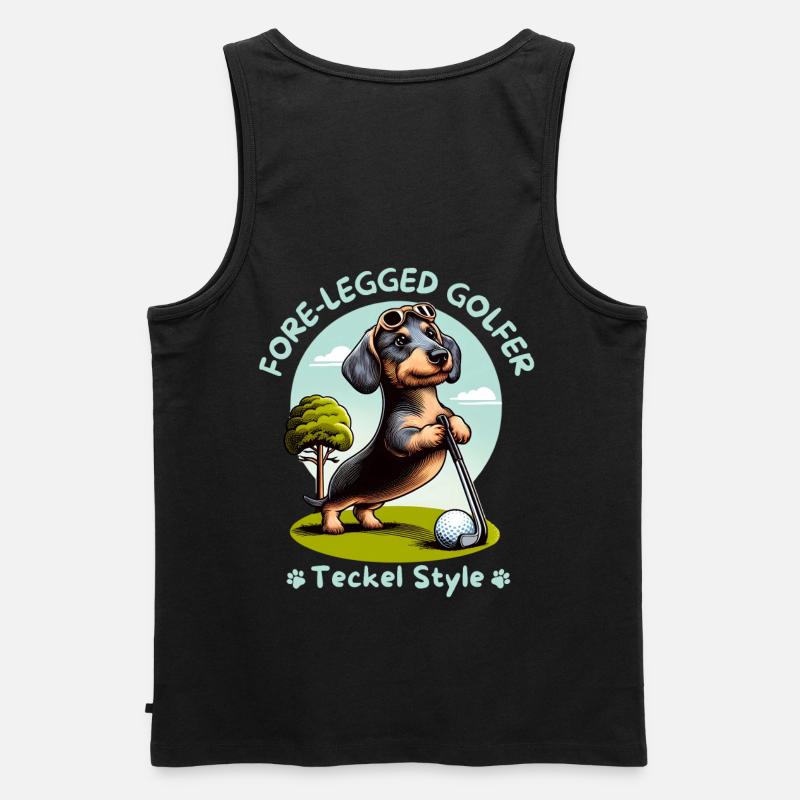 Dackelliebhaber Geschenkidee. Dackel Golfer - Männer Premium Bio Tank Top - Schwarz