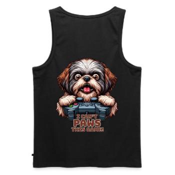 Dog gamers, Dog game freak shih tzu - Débardeur bio Premium Homme - noir - Dos - AI Model Male 178 light (178cm)