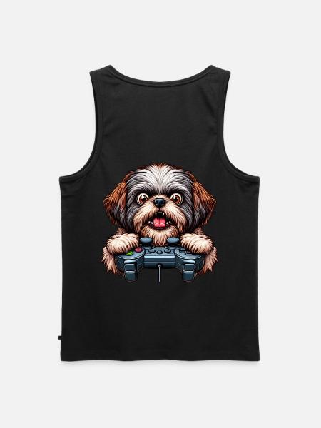 Dog gamers, Dog game freak shih tzu - Men's Premium Organic Tank Top - black