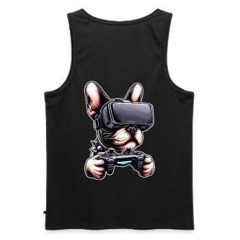 Hunde, Französische Bulldogge Videospiel VR-Brille - Männer Premium Bio Tank Top - Schwarz - Hinten - AI Model Male 178 light (178cm)