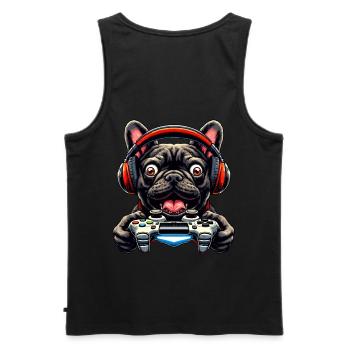 Design de maillots gamers, French Bulldog gamer - Débardeur bio Premium Homme - noir - Dos - AI Model Male 178 light (178cm)