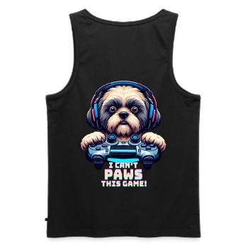 Nerds du jeu, amateurs de chiens Shih Tzu - Débardeur bio Premium Homme - noir - Dos - AI Model Male 178 light (178cm)