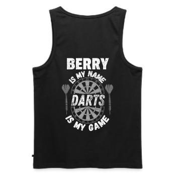 Berry-Darts-Fan, Dartspieler. Vintage-Dart-Design - Männer Premium Bio Tank Top - Schwarz - Hinten - AI Model Male 178 light (178cm)