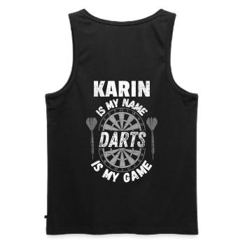 Name shirt for Darts and darts fan Karin, vintage - Men's Premium Organic Tank Top - black - Back - AI Model Male 178 light (178cm)