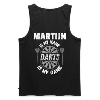 Darts design for Martijn, the fan of darts sport - Men's Premium Organic Tank Top - black - Back - AI Model Male 178 light (178cm)