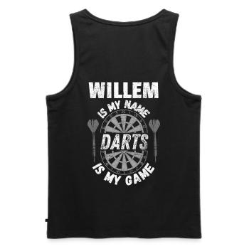 Dart-Fan, Dartspieler Willem personalisiert - Männer Premium Bio Tank Top - Schwarz - Hinten - AI Model Male 178 light (178cm)