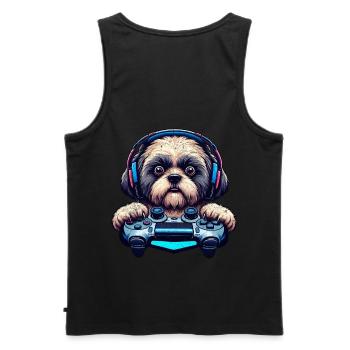 Spiele-Nerds, Shih Tzu Hundeliebhaber - Männer Premium Bio Tank Top - Schwarz - Hinten - AI Model Male 178 light (178cm)