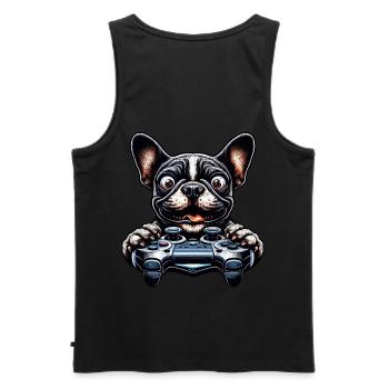 Dog gamers, Honden game freak French Bulldog - Men's Premium Organic Tank Top - black - Back - AI Model Male 178 light (178cm)