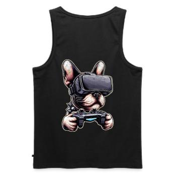 Hunde, Französische Bulldogge Videospiel VR-Brille - Männer Premium Bio Tank Top - Schwarz - Hinten - AI Model Male 178 light (178cm)