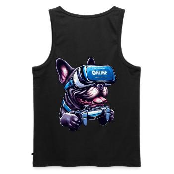 Hundeliebhaber, Französische Bulldogge VR-Gamer - Männer Premium Bio Tank Top - Schwarz - Hinten - AI Model Male 178 light (178cm)