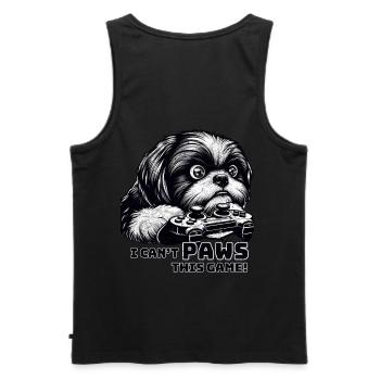 ShihTzu lover, computer game freak, gamers - Men's Premium Organic Tank Top - black - Back - AI Model Male 178 light (178cm)
