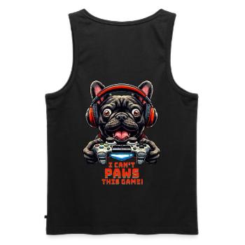 Französische Bulldogge Gamer mit Gamecontroller - Männer Premium Bio Tank Top - Schwarz - Hinten - AI Model Male 178 light (178cm)