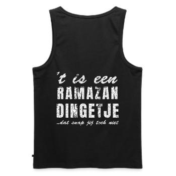 Design de chemise avec texte pour Ramazan - Débardeur bio Premium Homme - noir - Dos - AI Model Male 178 light (178cm)