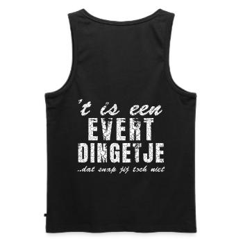 Personalised quote shirt design Evert - Men's Premium Organic Tank Top - black - Back - AI Model Male 178 light (178cm)