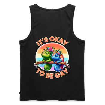 LGBTQ+ Pride T-Shirt with Colorful Chameleons - Men's Premium Organic Tank Top - black - Back - AI Model Male 178 light (178cm)