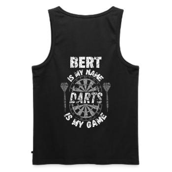 T-shirt de fléchettes personnalisé pour Bert - Débardeur bio Premium Homme - noir - Dos - AI Model Male 178 light (178cm)