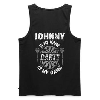 Conception personnalisée du joueur de fléchettes Johnny - Débardeur bio Premium Homme - noir - Dos - AI Model Male 178 light (178cm)