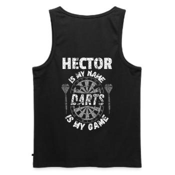 T-shirt de fléchettes personnalisé pour Hector - Débardeur bio Premium Homme - noir - Dos - AI Model Male 178 light (178cm)