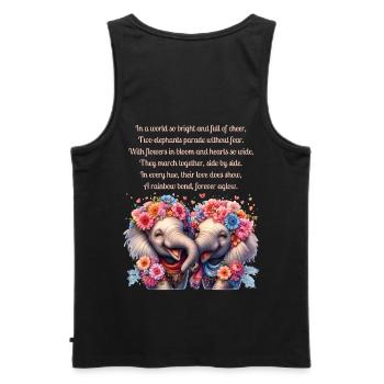 Pride Elephants Love Couple with Poem - Men's Premium Organic Tank Top - black - Back - AI Model Male 178 light (178cm)
