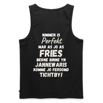Born in Friesland in January birthday shirt - Men's Premium Organic Tank Top - black - Back - AI Model Male 178 light (178cm)