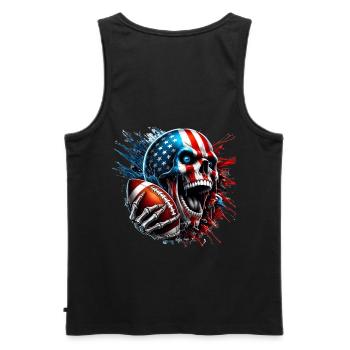 Crâne de football américain U. S. FLag - Débardeur bio Premium Homme - noir - Dos - AI Model Male 178 light (178cm)
