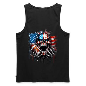 Conception de crâne patriotique football américain - Débardeur bio Premium Homme - noir - Dos - AI Model Male 178 light (178cm)