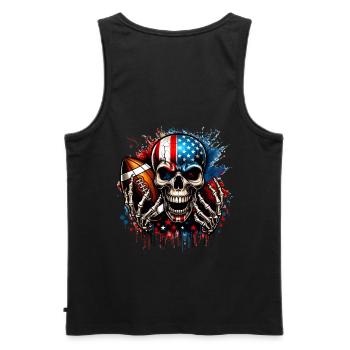 Conception de football crâne avec drapeau américain - Débardeur bio Premium Homme - noir - Dos - AI Model Male 178 light (178cm)