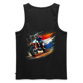Niederländische Farben Motorrad T-Shirts Niederländisch - Männer Premium Bio Tank Top - Schwarz - Hinten - AI Model Male 178 light (178cm)