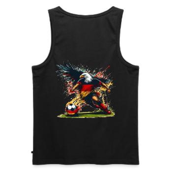 Deutscher Adler & Fußball Design in Schwarz, Rot und Gold - Männer Premium Bio Tank Top - Schwarz - Hinten - AI Model Male 178 light (178cm)