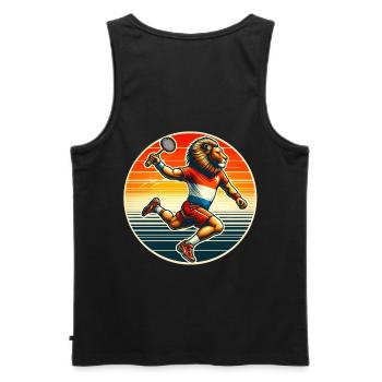 Badminton players and proud Dutch people - Men's Premium Organic Tank Top - black - Back - AI Model Male 178 light (178cm)