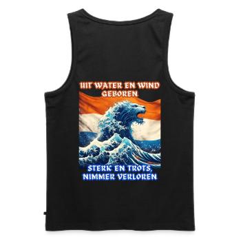 Dutch Pride Dutch lion born from water - Men's Premium Organic Tank Top - black - Back - AI Model Male 178 light (178cm)