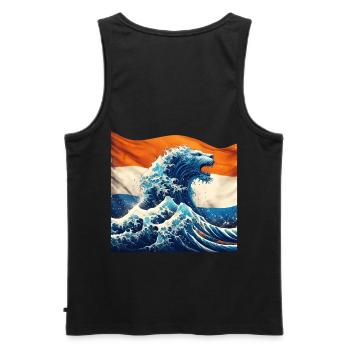 Dutch Pride Dutch lion born from water - Men's Premium Organic Tank Top - black - Back - AI Model Male 178 light (178cm)