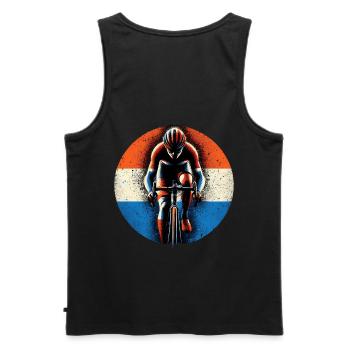 Dutch Cycling jersey design NL flag cyclist - Men's Premium Organic Tank Top - black - Back - AI Model Male 178 light (178cm)