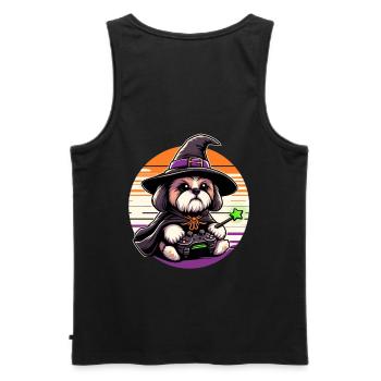 De jolies chemises d’Halloween Shih Tzu pour les amoureux des chiens - Débardeur bio Premium Homme - noir - Dos - AI Model Male 178 light (178cm)