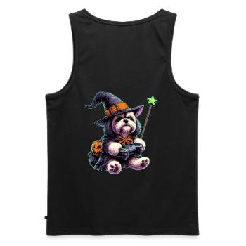 Halloween shirts Shih Tzu game freak - Men's Premium Organic Tank Top - black - Back - AI Model Male 178 light (178cm)
