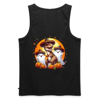 Halloween T-rex ghosts Mariachi Day of the Dead - Men's Premium Organic Tank Top - black - Back - AI Model Male 178 light (178cm)