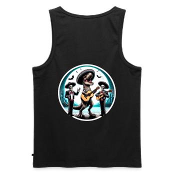 Halloween-Shirts T-Rex Mariachi Skelette - Männer Premium Bio Tank Top - Schwarz - Hinten - AI Model Male 178 light (178cm)