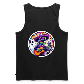 T-Rex als Mariachi Singer und Geist Halloween - Männer Premium Bio Tank Top - Schwarz - Hinten - AI Model Male 178 light (178cm)