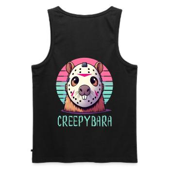Capybara horror freak Funny horror movie fans - Men's Premium Organic Tank Top - black - Back - AI Model Male 178 light (178cm)