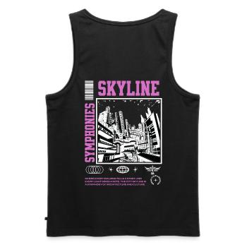 « Skyline Symphonies » Design streetwear - Débardeur bio Premium Homme - noir - Dos - AI Model Male 178 light (178cm)