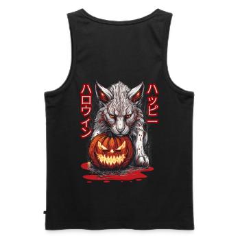 Luchs (Happy Halloween [jap.]) - Männer Premium Bio Tank Top - Schwarz - Hinten - AI Model Male 178 light (178cm)