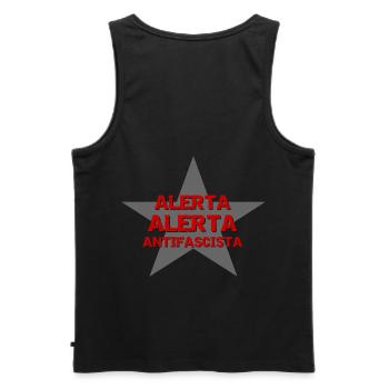 ALERTA ALERTA ANTIFA mostly backprint Rueckendruck - Männer Premium Bio Tank Top - Schwarz - Hinten - AI Model Male 178 light (178cm)
