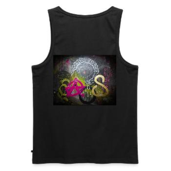 kAo$ - Männer Premium Bio Tank Top - Schwarz - Hinten - AI Model Male 178 light (178cm)