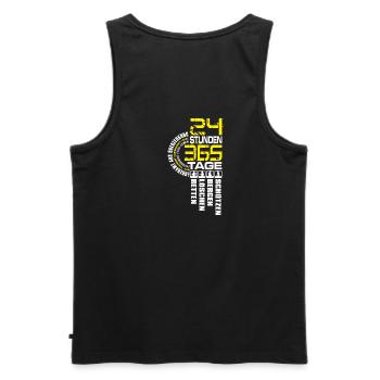 Feuerwehr - 24 Tage 365 Stunden - Männer Premium Bio Tank Top - Schwarz - Hinten - AI Model Male 178 light (178cm)