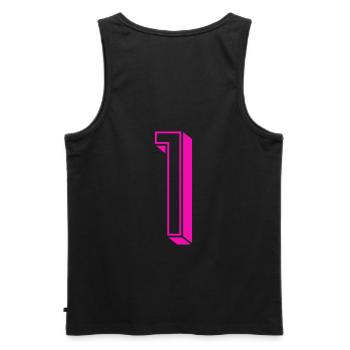 Zahl eins - Nummer 1 pink Mädchen Trikotnummer - Männer Premium Bio Tank Top - Schwarz - Hinten - AI Model Male 178 light (178cm)