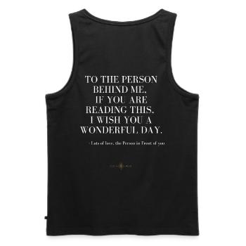 Kindness to the person behind you - Männer Premium Bio Tank Top - Schwarz - Hinten - AI Model Male 178 light (178cm)